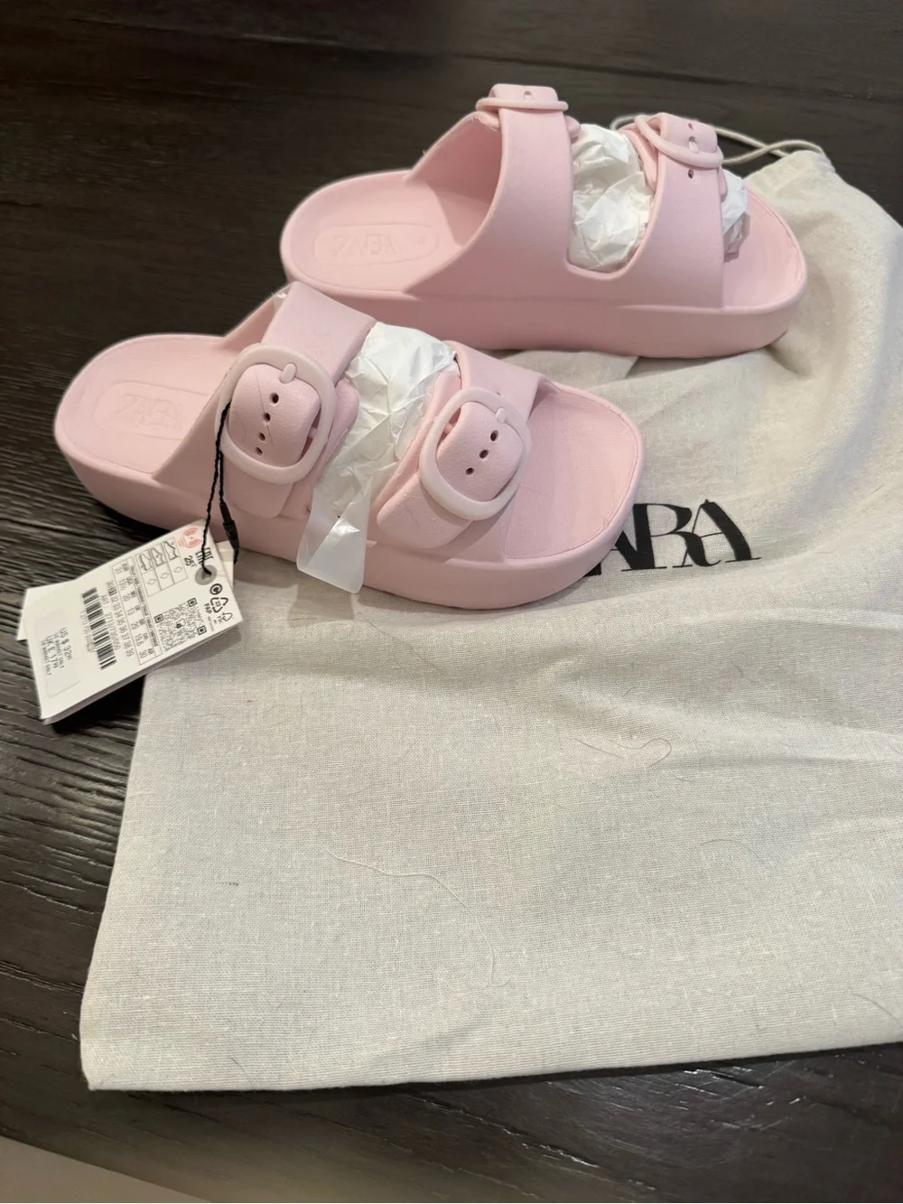 Zara Kids Light Pink Slide Sandals
